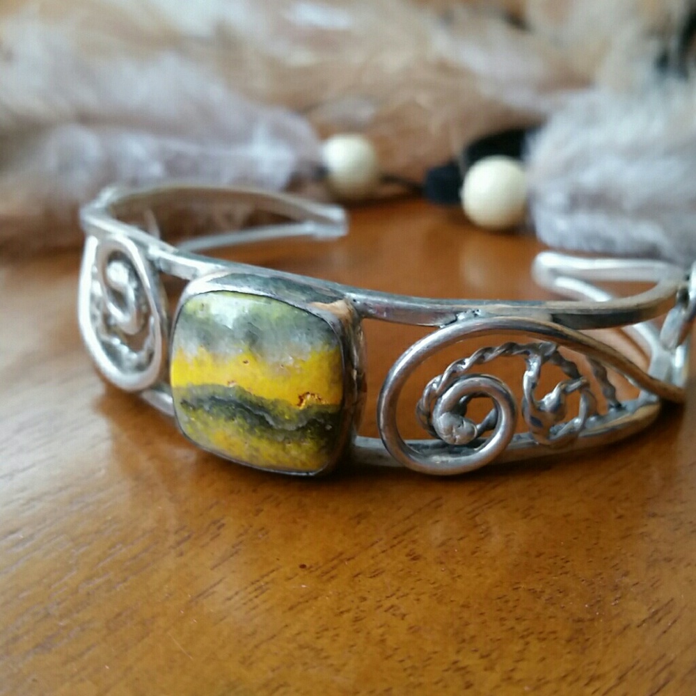 Artisan Bumble Bee Jasper & Sterling Bracelet